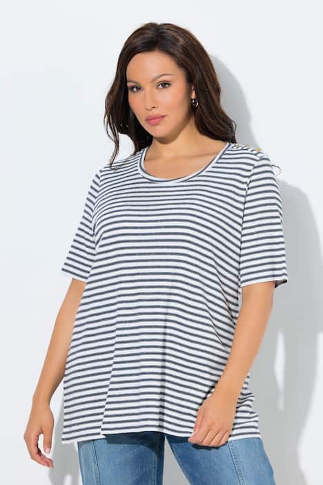 T-shirt, glittersten, A-form, rund hals, korte ærmer