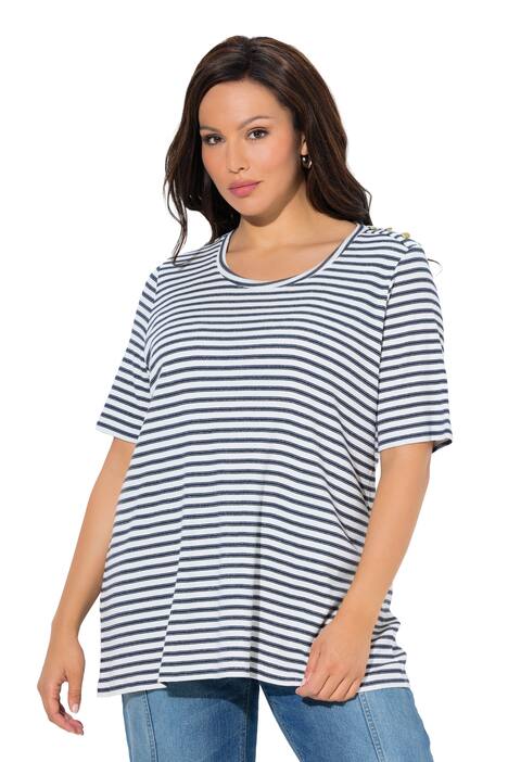 Tričko, třpytivé pruhy, A střih, kulatý výstřih, krátké rukávy