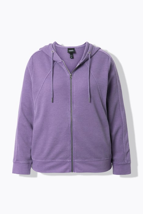 Bluza rozpinana, pika waflowa, kaptur, długi rękaw