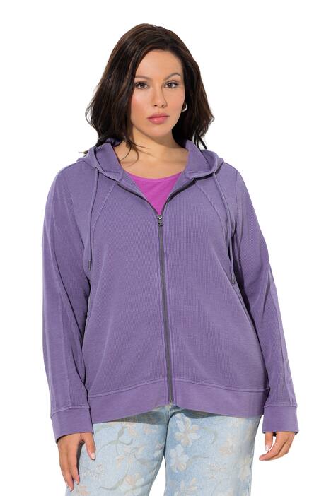 Mikina, vaflové piké, kapuce, dlouhé rukávy