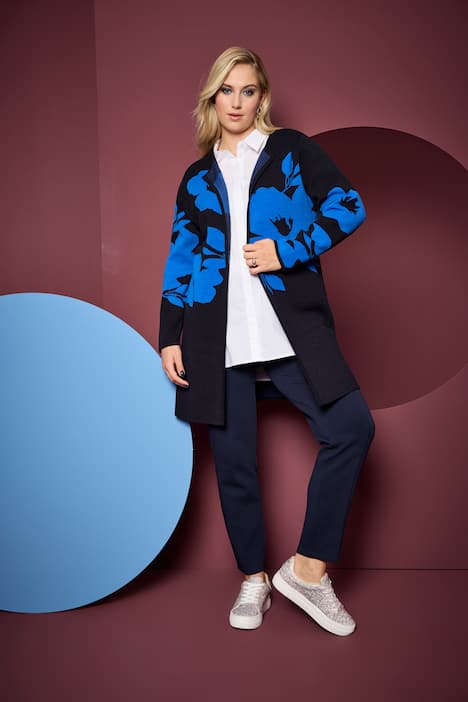 Vest, bloemen, doubleface, ronde hals, lange mouwen