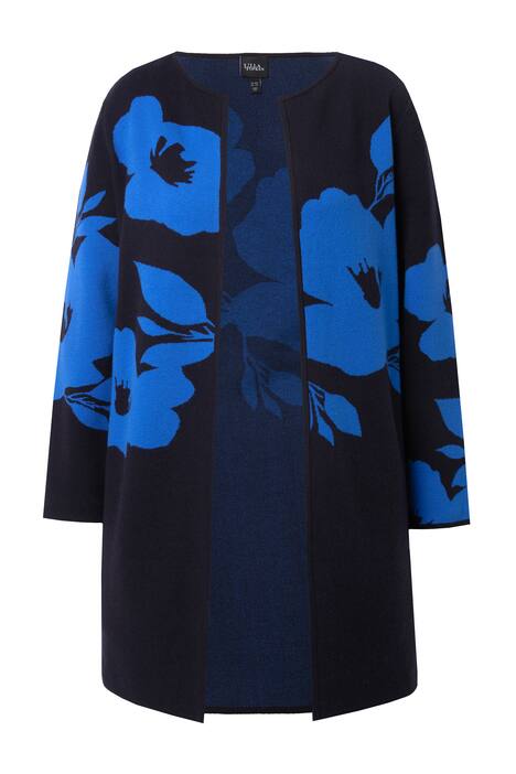 Rozepínací svetr, květy, oboustranný, kulatý výstřih, dlouhé rukávy