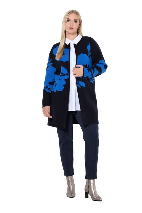 Rozepínací svetr, květy, oboustranný, kulatý výstřih, dlouhé rukávy