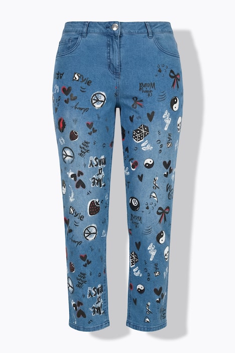 Boyfriend-Jeans, 5-Pocket, Alloverdruck