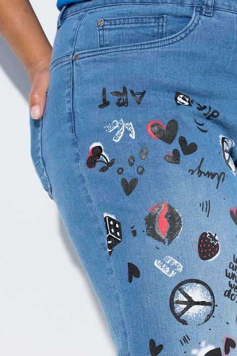 Boyfriend-Jeans, 5-Pocket, Alloverdruck