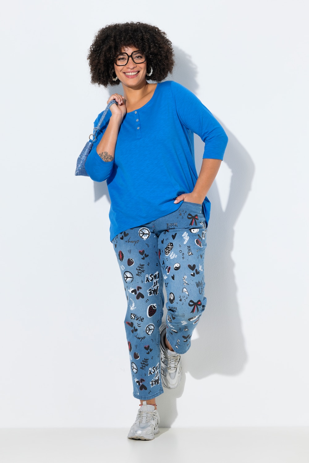 boyfriend jeans, allover-print, 5 lommer