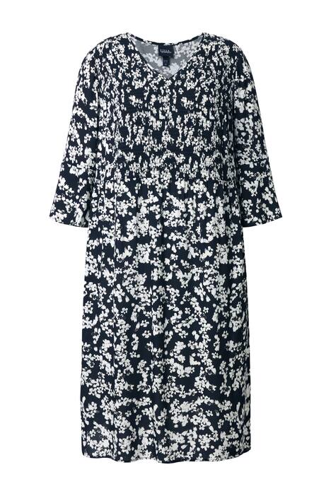 Midi šaty, květy, A střih, výstřih do V, 3/4 rukávy