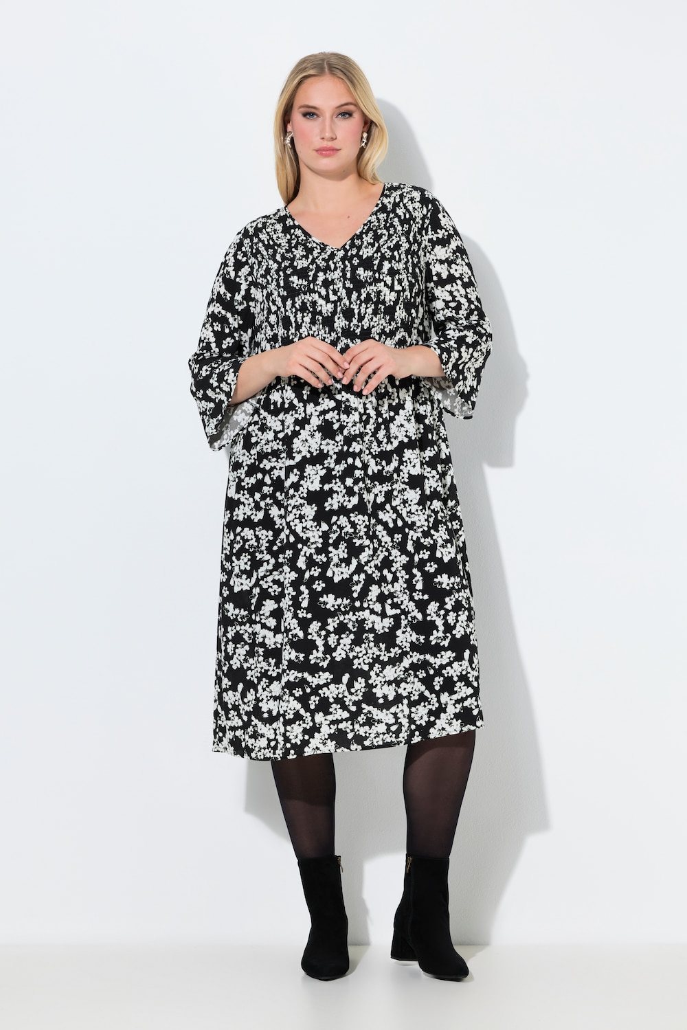 Große Größen Midikleid, Damen, schwarz, Größe: 42/44, Viskose, Ulla Popken