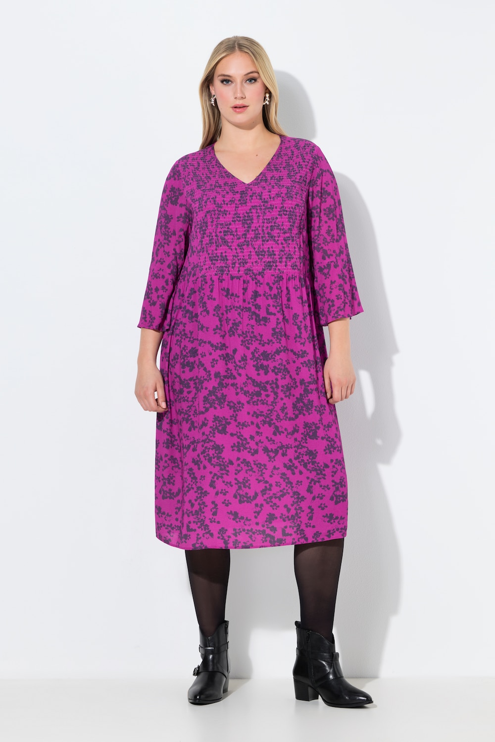 Thumbnail - Große Größen Midikleid, Damen, rosa, Größe: 50/52, Viskose, Ulla Popken