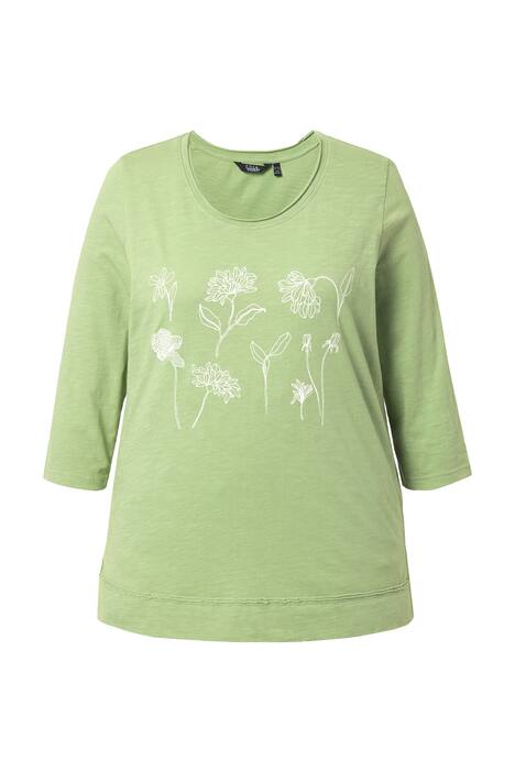Tričko, květy, Classic, kulatý výstřih, 3/4 rukávy