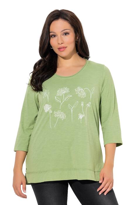 Tričko, květy, Classic, kulatý výstřih, 3/4 rukávy