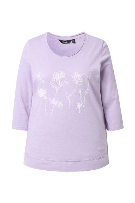 Tričko, květy, Classic, kulatý výstřih, 3/4 rukávy