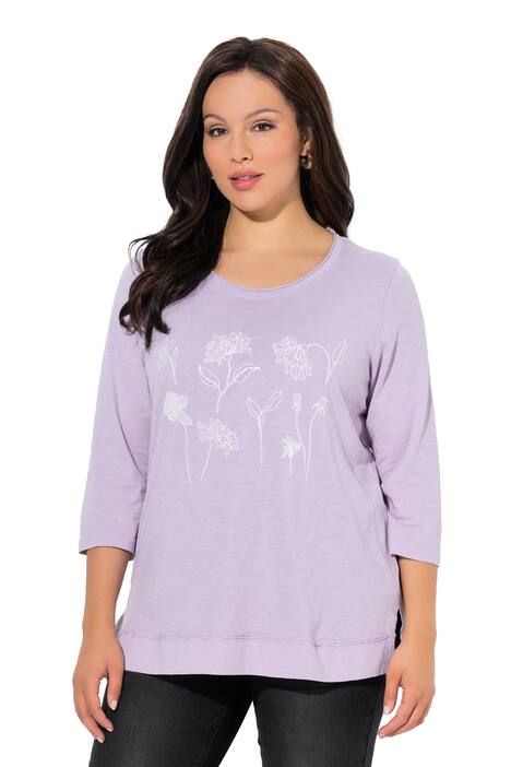 Tričko, květy, Classic, kulatý výstřih, 3/4 rukávy