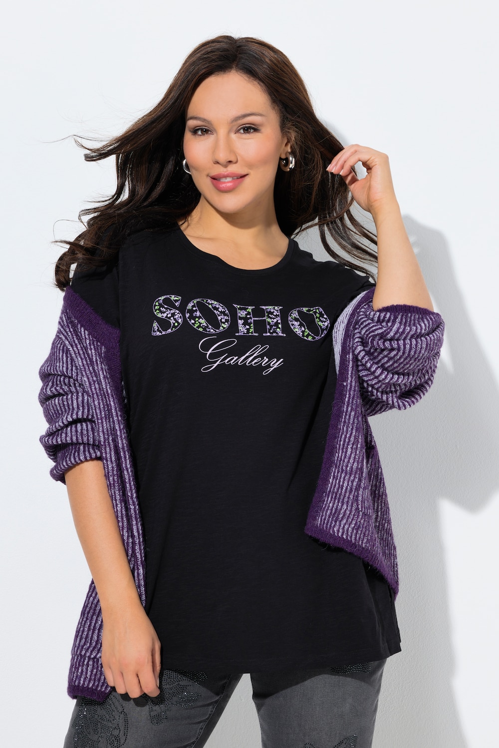 T shirt, teksttryk, A-form, rund hals, korte klokkeærmer