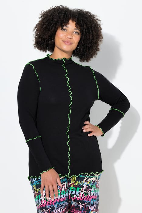Strickshirt, Basic Slim Fit, Color Wellen-Nähte
