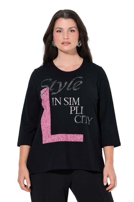 Tričko, ozdobné kamínky, Classic, kulatý výstřih, 3/4 rukávy