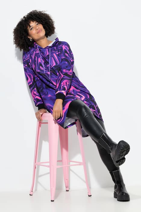 Sudadera con capucha, oversize, estampado de mármol, capucha