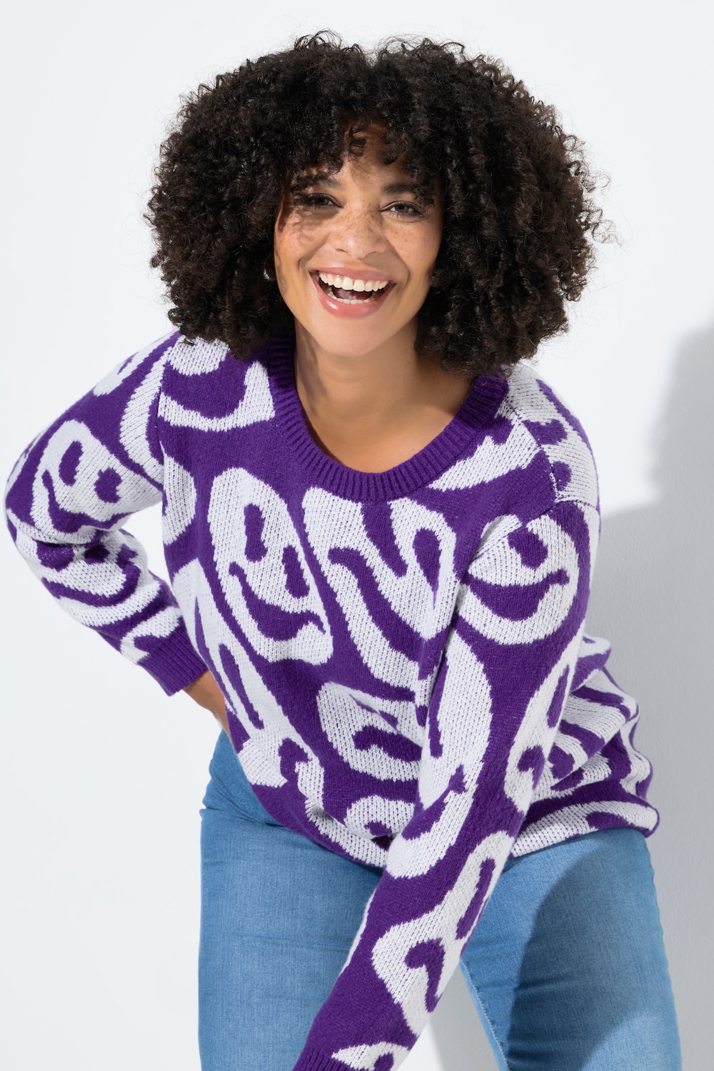 Pullover, Straight Fit, Smiley-Muster