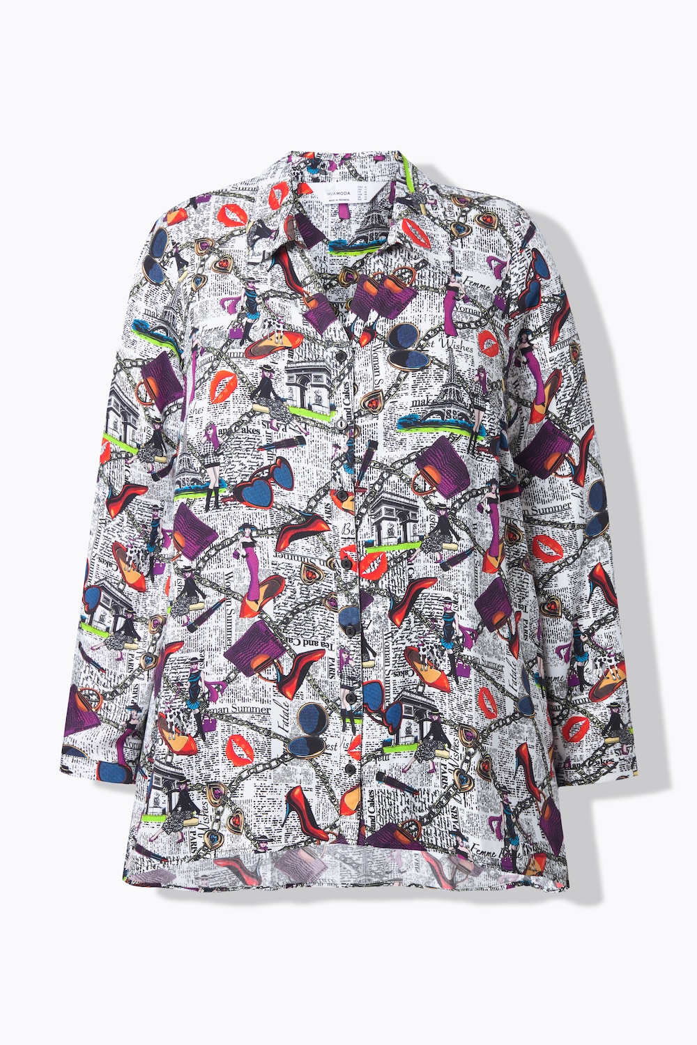 Stora storlekar Blus, Dam, vit, storlek: 44, Viskos, Mia Moda