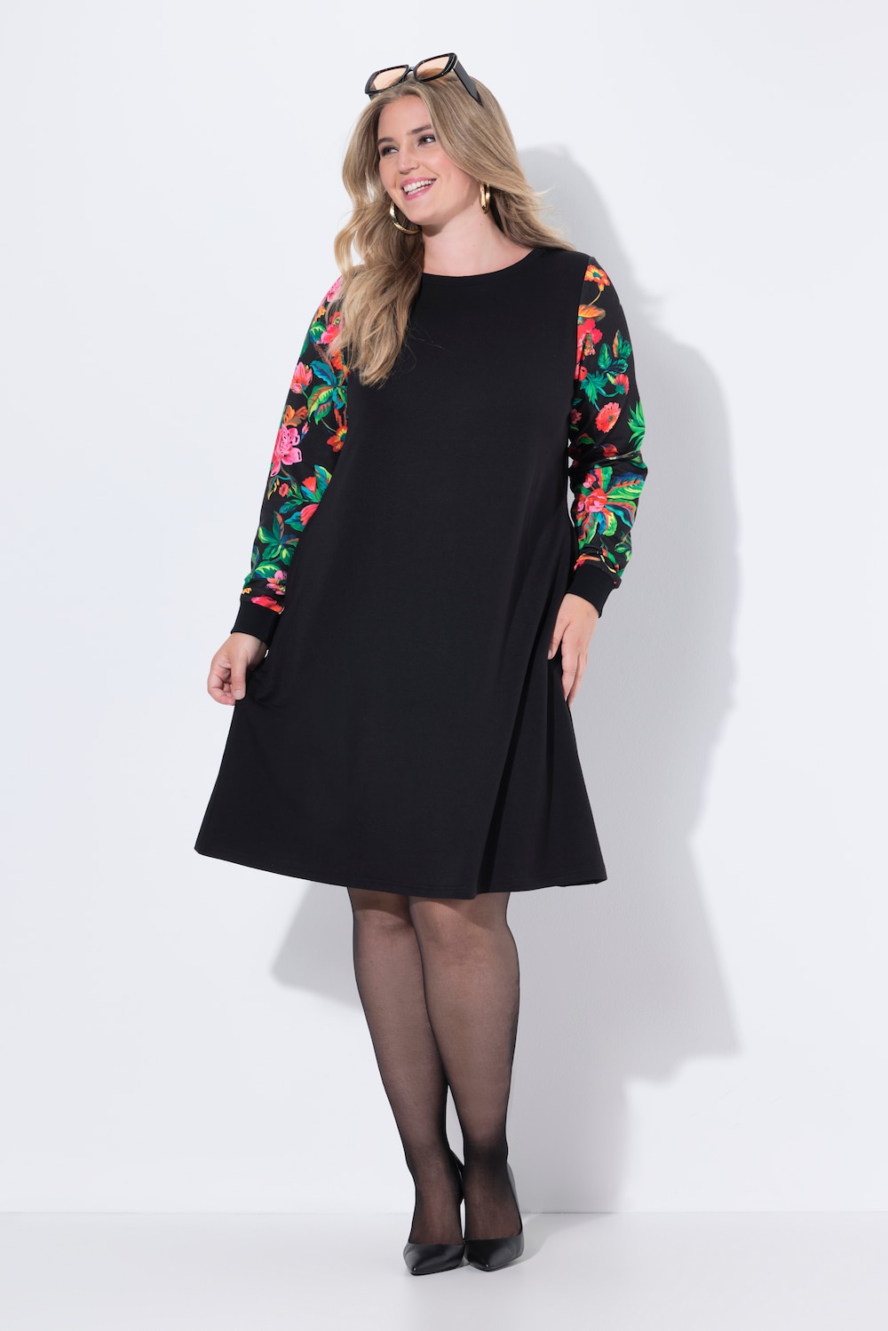 Sweatkleid, A-Linie, Langarm mit Muster