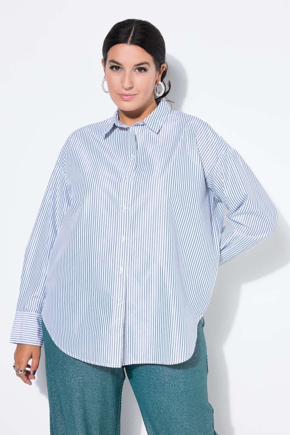 Große Größen Hemdbluse, Damen, türkis, Größe: 54/56, Baumwolle/Polyester, Studio Untold