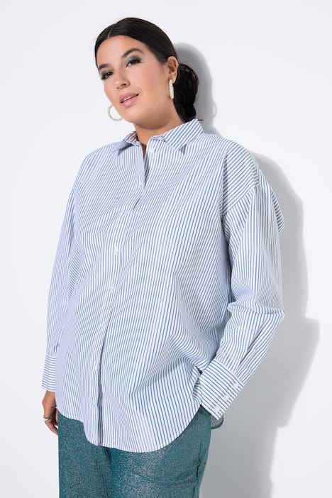Hemdbluse, oversized, Glitzerstreifen