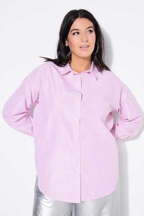 Hemdbluse, oversized, Glitzerstreifen