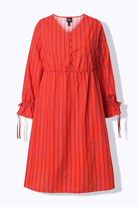 Kleid, Streifen, A-Linie, V-Ausschnitt, Langarm