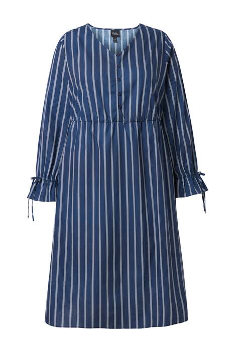 Šaty, pruhy, A střih, výstřih do V, dlouhé rukávy