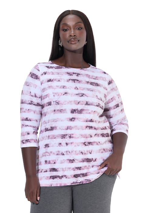 Tričko, áčkový střih, lodičkový výstřih, 3/4 rukávy, bavlna pima