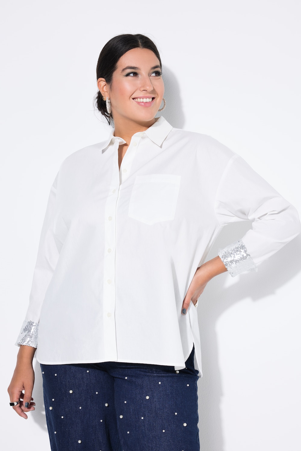 Große Größen Hemdbluse, Damen, beige, Größe: 50/52, Baumwolle, Studio Untold