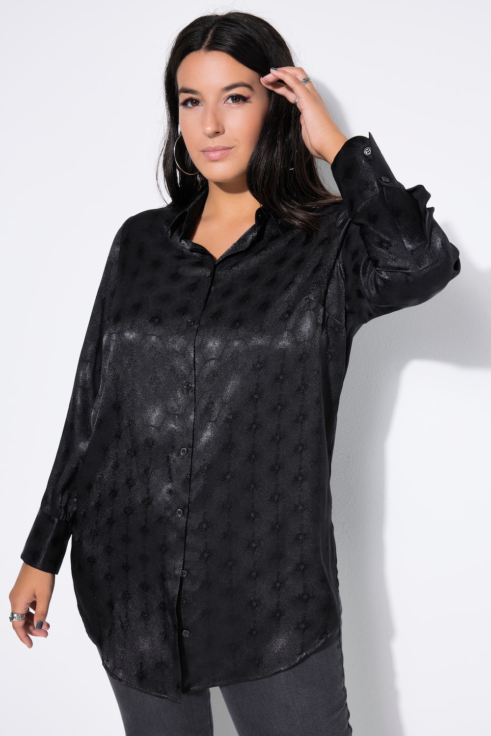 Große Größen Hemdbluse, Damen, schwarz, Größe: 42/44, Polyester, Studio Untold