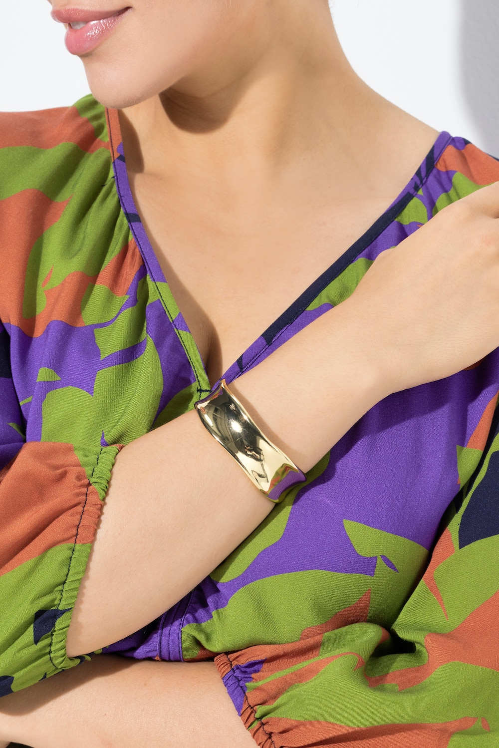 Große Größen Armreif, Damen, orange, Größe: One Size, Metallische Fasern, Ulla Popken