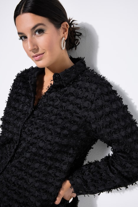 Hemdbluse, Wide Straight Shape, Fransen