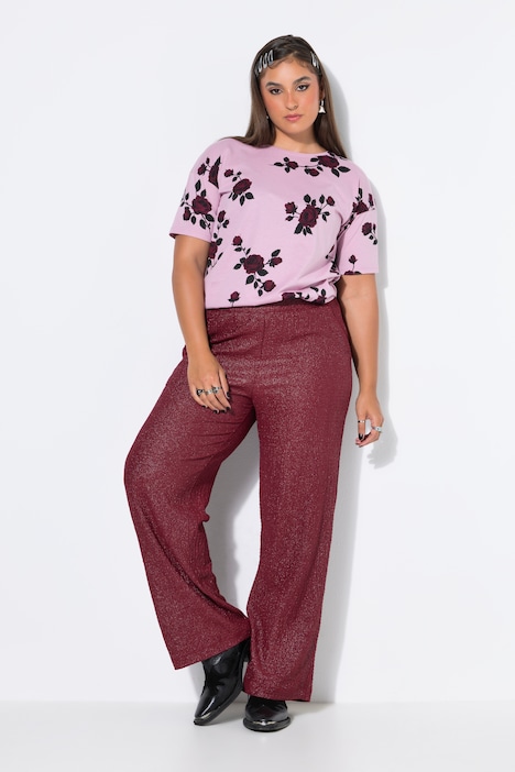 Broek, wijde pijpen, structuur en glitter