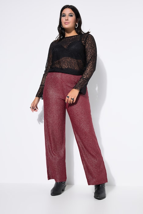 Hose, Wide Legs, Struktur und Glitzer