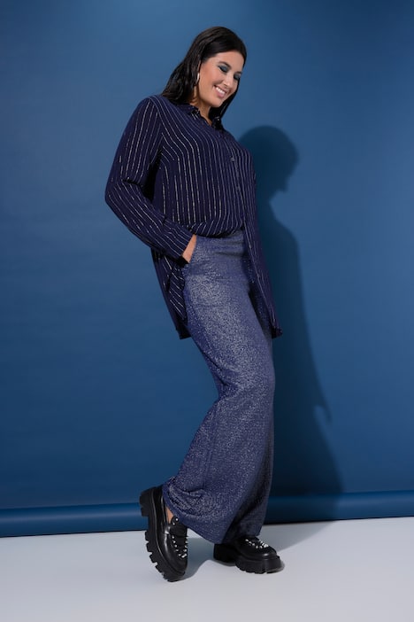Hose, Wide Legs, Struktur und Glitzer