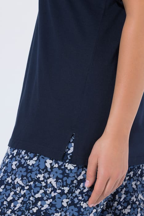 T-Shirt, Ballonärmel, Rundhals, Halbarm, Modalmix