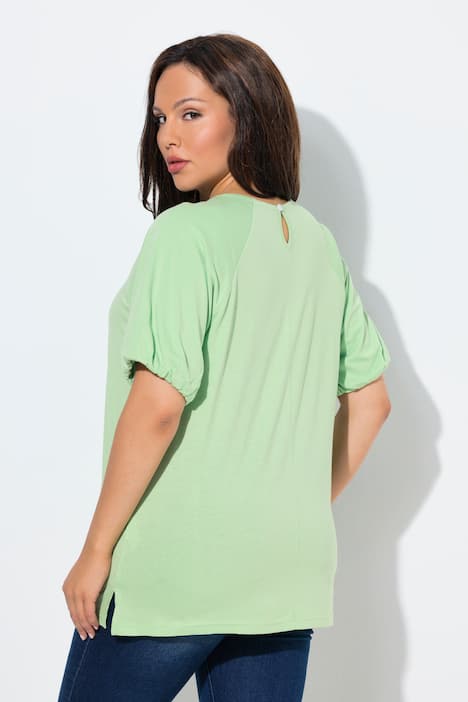 T-shirt, ballonærmer, rund hals, korte ærmer, modalmix