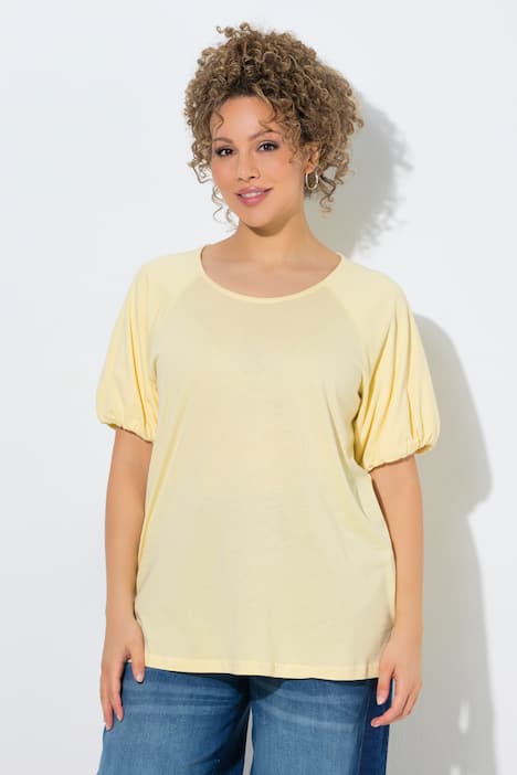T-Shirt, Ballonärmel, Rundhals, Halbarm, Modalmix