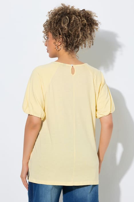 T-Shirt, Ballonärmel, Rundhals, Halbarm, Modalmix