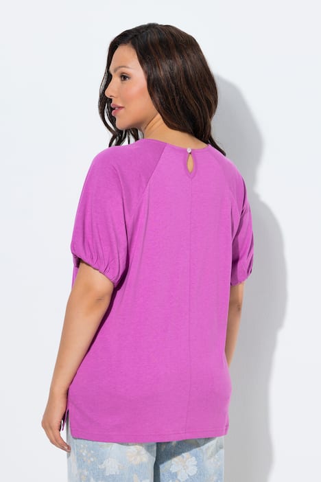 T-shirt, ballonærmer, rund hals, korte ærmer, modalmix