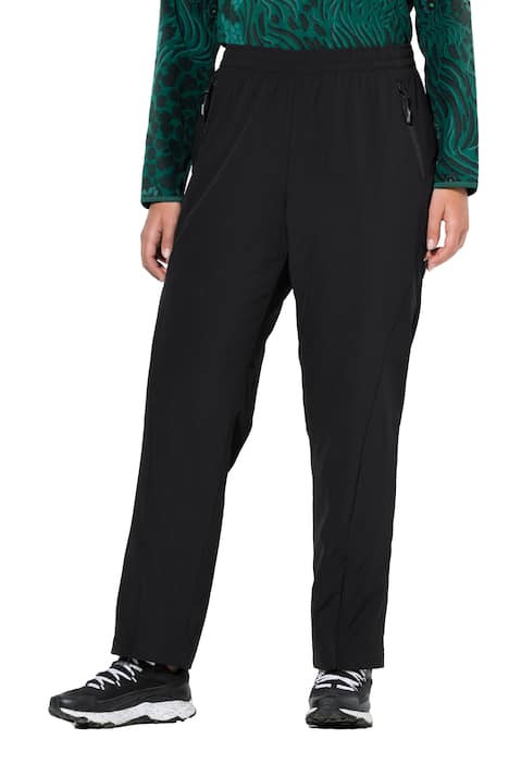 Funkční kalhoty, rovné nohavice, elastický pas, kapsy na zip