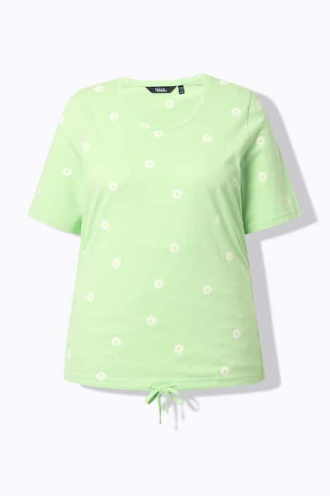 T-Shirt, blomstret, classic, rund hals, kort ærme, bindebånd