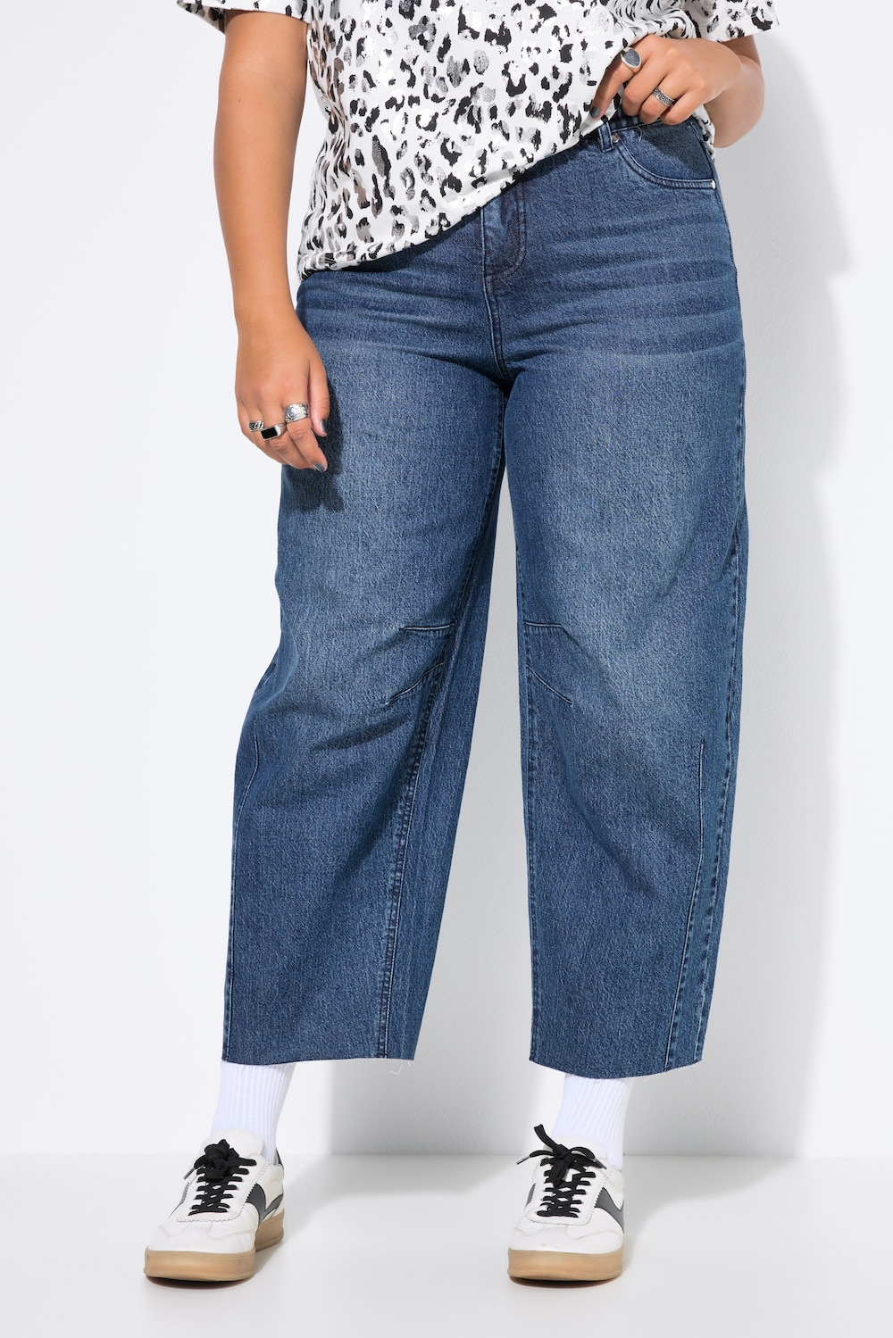 Thumbnail - Große Größen Barrel-Jeans, Damen, blau, Größe: 48, Baumwolle, Studio Untold