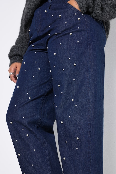 Ballonjeans, wijde ballonpijpen, hoge taille, sierkraaltjes