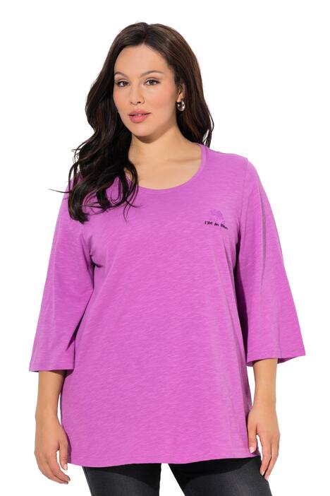 Tričko, květinový motiv, Classic střih, kulatý výstřih, 3/4 zvonové rukávy