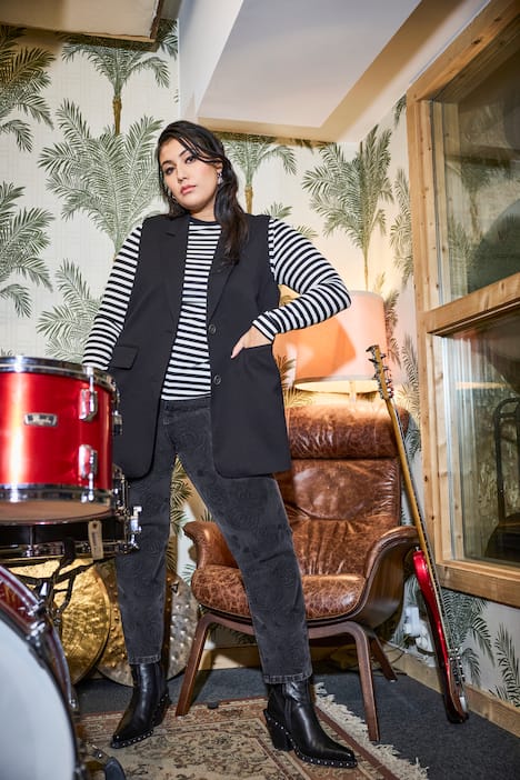 Anzugweste, oversized, Rückenschlitz mit Knopf