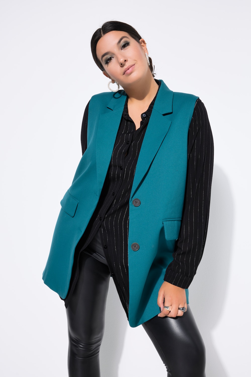 Große Größen Anzugweste, Damen, türkis, Größe: 46/48, Polyester/Viskose, Studio Untold