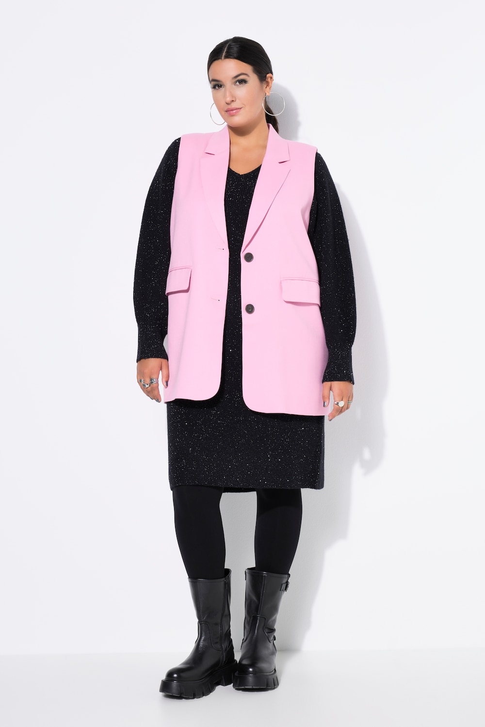 Anzugweste, oversized, Rückenschlitz mit Knopf